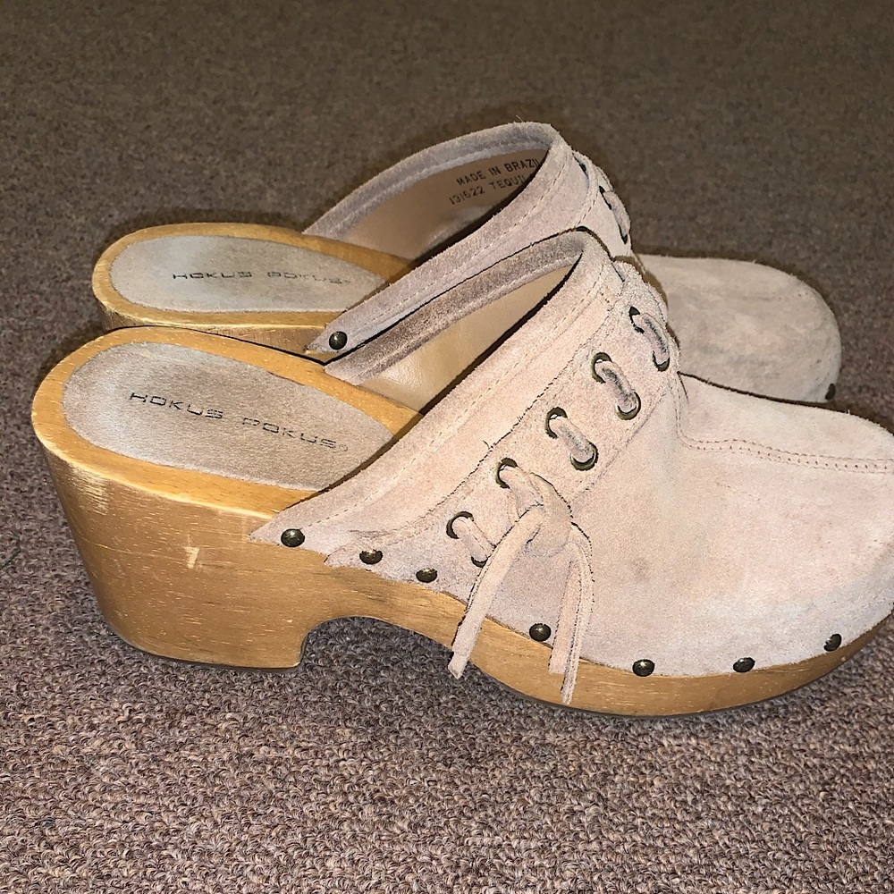 Authentic wooden, mule clogs